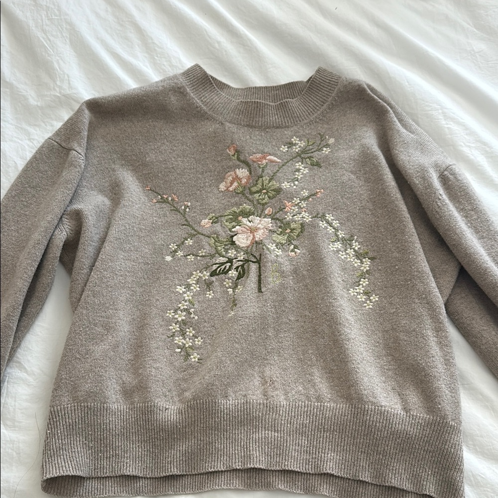 Brock Collection Floral Embroidered Sweater